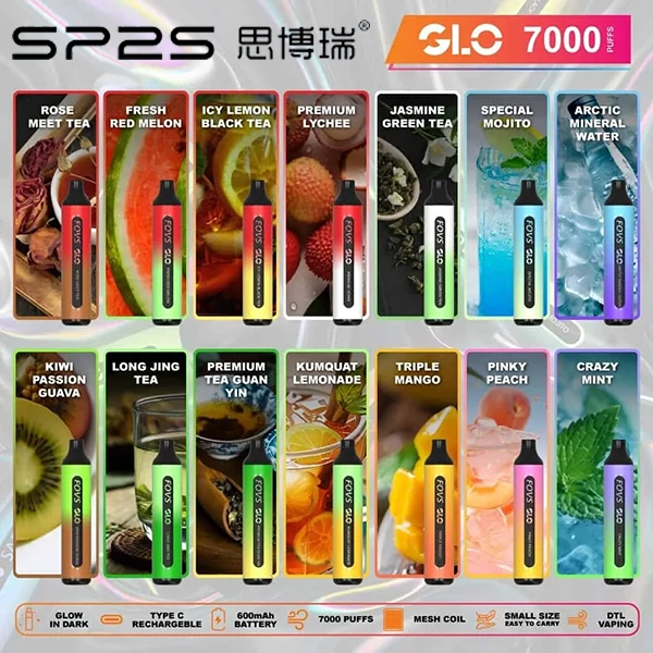 SP2S GLO 7000口拋棄式電子煙|新品爆款|一次性大容量|多種口味現貨